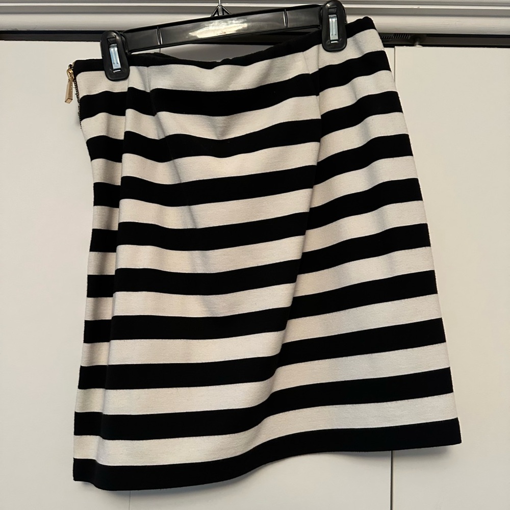 Vince Camuto Black and White Striped Mini Skirt